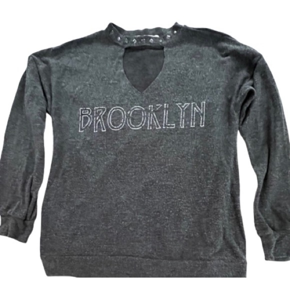 Vintage Havana- Cutout V-Neck Brooklyn Top with Stud Neckline. - Picture 1 of 5